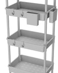 5 Tier Rolling Utility Cart with Drawer,REBECAT Utility Cart Made of Multifunctional Storage Organizer Tool for Kitchen,Bathroom,Living Room,Office(Gray)