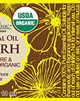 US Organic 100% Genuine Myrrh Essential Oil - Sourced from The Horn of Africa, USDA Certified Organic, Extracted by Hydro-Distillation (Myrrh, 10 ml)