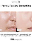 EITHER& Glow Pixel Cushion Foundation, Glowy Skincare, Korean Makeup, Natural Coverage, Moisturizing, Lightweight, Long Lasting Coverage for Flawless Skin (17P Porcelain)