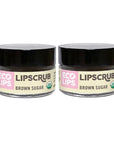 Eco Lips Brown Sugar Lip Scrub 2 Pack - 100% Organic Lip Care Treatment with Organic Sugar and Coconut Oil - Gently Exfoliate and Polish Dry, Flaky Lips, 0.50 oz jars