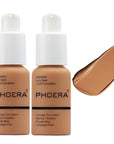 2Pack PHOERA Foundation,Full Coverage Foundation, Concealer Foundation Full Coverage Flawless New 30ml PHOERA 24HR Matte Oil Control Concealer(108 - Tan)