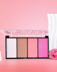 Matte Powder Blush Palette, 4 Colors Face Palette with White Highlighter, Brown Contour, Pink & Rose Pink Blush for Cheeks, Natural Lasting Makeup Palett for Women, Blus and Highlighter Pallet