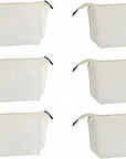 Juvale 6 Pack Canvas Makeup Bags with Zipper - 11.75 x 5.5 In White Cotton Canvas Makeup Bag Set for Toiletries and DIY Crafts