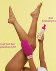 Coco & Eve Self Tanner Mousse Kit - All Natural Sunless Tanning (Dark) | Instant Lotion with Bronzer Mitt Applicator Sunny Honey Bali Bronzing