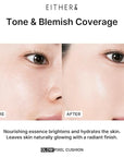 EITHER& Glow Pixel Cushion Foundation, Glowy Skincare, Korean Makeup, Natural Coverage, Moisturizing, Lightweight, Long Lasting Coverage for Flawless Skin (22.5P Dawn)