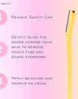 Face N Brow - 3 Beauty Groomers for Hair Removal, Ideal for Shaving, Exfoliating, Dermaplaning and Brow Shaping, Japanese Steel Gently Removes Facial Hair