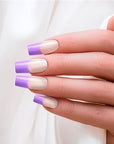 KISS Acrylic French False Nails Kit, Long Square Shape Design Nail, Purple Color French Tip Nails, Ready to Wear Gel & Manicure Stick included, Long-Lasting Convenient & Easy to Apply