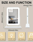 Rechargeable Small Vanity Mirror with Lights,9"x11"Portable LED Desk Mirror, Make up Mirror with Lighting,Touch Screen with 3-Color Lighting, Dimmable, for Shaving, Tabletop, Bedroom