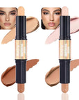 Kaely 2Pcs Cream Bronzer Highlighter Stick,Face Shaping Contouring Shades Makeup,16+17