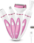 Electric Razor for Women, Bikini Trimmer Womens Shaver for Face Nose Eyebrow Body Leg Pubic Underarm Arm Ladies Rechargeable 4 in 1 Hair Removal Kit Painless Trimming, Gifts for Women (Pink)