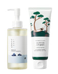 ROUND LAB 1025 Dokdo Cleansing Oil 200ml + Pine Calming Cleanser 150ml Set | double cleansing, deep pore care, for pore-clogged, acne-prone skin