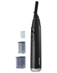 Panasonic Facial Hair Trimmer for Sensitive Skin, Unisex Detailer with Flexible Head, Gentle on Acne, Includes 2 Eyebrow Attachments, Wet/Dry - ER-GM40-K (Black)