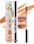 Matte Lip Stain Peel Off Lip Liner, Orange Brown Peel Off Lip Stain Tattoo,Long Lasting & Waterproof Peel Off Lip Gloss Lip Liner,Transfer-Proof All Skin Types.0.12 fl oz #01