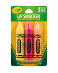 Lip Smacker Crayola Crayon Flavored Lip Balm - Moisturizing, Soothing Trio Banana Mania, Pink Sherbert, & Outrageous Orange