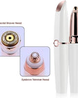 Abhiya's Facial Hair Remover & Eyebrow Trimmer - 2 in 1 Electric Women's Face, Nose & Body Shaver - Painless Epilator - USB Rechargeable with LED Light