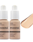 2 Pack PHOERA Foundation, Flawless Soft Matte 24HR Oil Control Full Coverage Foundation Makeup for Women.102 Nude-30ml