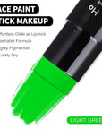 Go Ho Light Green Face Body Paint Stick,Water Based Washable Green Face Paint Stick,Non-toxic Full-coverage Cream Body Paint for Halloween Cosplay SFX Makeup,St Patricks Day Accessories