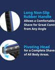 Dorco Pace 2 Plus Disposable Razor, 2 Blades, Pivoting Head, Open-Flow for Easy Rinsing, Lubricating Strip, Long Non-Slip Rubber Handle (60ct)