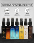 BellaVita Luxury Discovery Set Mens Perfumes (7x8ml) | Mini Perfume Gift Set for Men with Bergamot, OUD & Patchouli Oriented | Compact Long-Lasting Oud Colognes for Men | Cruelty Free Fragrance