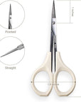 Eyebrow Scissors Self Care Tools Small Scissors for Facial, Nose, Eyebrow, Mustache, and Beard Hair Trimming & Grooming, Straight Edge, White Short Cap