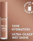 NYX PROFESSIONAL MAKEUP This Is Milky Gloss, Vegan Lip Gloss, 12 Hour Hydration - Cookies & Milk (Cool Beige Nude)