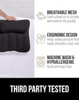 GORILLA GRIP Mesh Bath Pillow for Tub, 6 Powerful Suction Cups, Oversized Headrest with Breathable FlexComfort Technology for Neck, Head, Back Support, Luxury Machine Washable Bathtub Must Haves Black