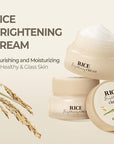 SKINFOOD Rice Brightening Cream, Korean Face Moisturizer with 48 Hours Fermented Rice Water, Korean Skin Care Rice Moisturizer for Natural Glow Glass Skin, Nourishing, Vegan, 60ml/2fl.oz.