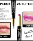 2-in-1 Fuchsia Lip Liner & Lipstick Set Kit for Women, Metallic Lips Kit with Lip Liner Lip Stains Long Lasting Waterproof 24 Hour Lipstick and Lip Liners Combo Lipliners Pencil Set 19