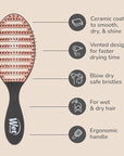 Wet Brush Ceramic Speed Dry Hair Brush, Black - Vented Design & Soft HeatFlex Bristles Are Blow Dry Safe - Ergonomic Handle Manages Tangles - Pain-Free Hair Accessories