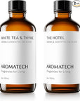 AromaTech The Hotel & White Tea & Thyme Set | Aroma Diffuser Essential Oils Blend of Peach, Red Rose, Pine, White Tea, Thyme, Amber - 120 Milliliter