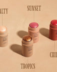 '+ Lux Unfiltered N°18 Illuminating Beauty Balm - Cream Blush Stick with Mango Butter - Buildable and Blendable Shimmer Blush Makeup Stick - Vegan & Cruelty Free - Chili (A Spicy Sheer Red)