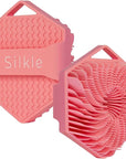 Silicone Body Scrubber - Exfoliating Bath Brush and Skin Cleanser - Shower Sponge for Gentle Body Scrub and Wash - Silicone Scrubbing Care Tool for a Refreshed and Renewed You - Pink