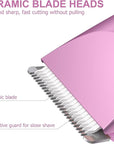 OLOV Electric Body Hair Trimmer - Groin Trimmer for Men - Bikini Trimmer Women - Wet/Dry Shaver Groomer, Replaceable Ceramic Blade Heads, USB Recharge Dock, Waterproof Hygiene Razor, Pink