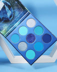 docolor Eyeshadow Palette 9 Colors Blue Eyeshadow Gemstone Shadow Palette Highly Pigmented Mattes Shimmers Smokey Glitter Cream Colorful Powder Blendable Long Lasting Waterproof Makeup Palette
