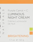 Andalou Natural Purple Carrot + C Luminous Night Cream, Purple Carrot Plus C Luminous, 1.7 Ounce