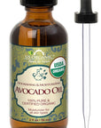 US Organic Avocado Oil Unrefined Virgin, USDA Certified Organic, 100% Pure & Natural, Cold Pressed, in Amber Glass Bottle w/Glass Eye dropper for Easy Application (2 oz (Small))