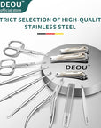 DEOU Professional Nail Set 11 in 1 stainless steel home care nail clippers, men's luxury travel leather storage box, women's beauty kit (Pink)