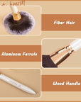 OMANIAC Makeup Brush Set Professional, 12 Pearlescent Wood Handle Makeup Brushes, Premium Cruelty-Free Synthetic Fiber Hair, Travel Make up Brushes Set with Case (White).