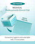 (Only Refill) Mediheal Madecassoside Blemish Pad (100) - Cotton Facial Toner Pads for Anti Blemish to Improved Uneven Skin Tone - Vegan Gauze
