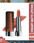 Maybelline Color Sensational Lipstick, Lip Makeup, Matte Finish, Hydrating Lipstick, Nude, Pink, Red, Plum Lip Color, Nude Nuance, 1 Count