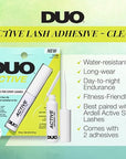 DUO Active Clear Lash Adhesive for Strip Lashes – Long-Lasting, Water-Resistant Eyelash Glue, 0.16 oz, 2 Pack
