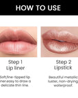 2-in-1 Brown Lip Liner & Lipstick Set Kit for Women, Metallic Lips Kit with Lip Liner Lip Stains Long Lasting Waterproof 24 Hour Lipstick and Lip Liners Combo Lipliners Pencil Set 18