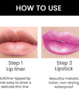 2-in-1 Fuchsia Lip Liner & Lipstick Set Kit for Women, Metallic Lips Kit with Lip Liner Lip Stains Long Lasting Waterproof 24 Hour Lipstick and Lip Liners Combo Lipliners Pencil Set 19