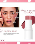 Blush Stick, Matte Cream Blush Stick for Cheeks, Lasting(05 Rose)
