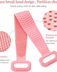 Inmorven Exfoliating Back Scrubber for Shower with Handles, 30 Inch Double-Sided Back Exfoliator Body Scrub Towel, Exfoliating Washcloth Bath Tool for use in Shower, Clean Skin for Men & Women (Pink)