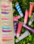 12Pcs Sparkle kids Lip Gloss Set with Unicorn Keychain Carrying Case, Assorted Flavors Moisturizing Shimmer Glossy Lip Party Favor Make-up for Girls and Teens Ages 5+
