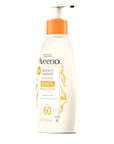 Aveeno Protect + Hydrate Sunscreen Moisturizing Lotion with Prebiotic Oat, Broad Spectrum SPF60, Paraben, & Oil Free, Weightless, Water & Sweat Resistant (80-min) for Sensitive Skin, 12 Fl Oz