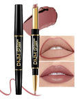 2-in-1Nude Brown Beige Velvet Lip Liner & Lipstick Set Kit for Women, Matte Lips Kit with Lip Liner Lip Stains Long Lasting Waterproof 24 Hour Lipstick and Lip Liners Combo Lipliners Pencil Set 48