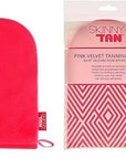 Skinny Tan Pink Velvet Tanning Mitt - Velvety Soft Luxe Texture - Waterproof Lining to Keep Hands Stain Free - Smooth for Flawless Finish - Long-Lasting and Machine Washable - 1 pc Applicator