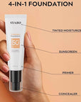 Tinted Face Sunscreen, SPF 50 Sunscreen for Face, Hydrating Sun Essence, Concealer Sunscreen, Lightweight Travel Size Against UVA and UVB Sun Protection, Buff 50ml / 1.7oz